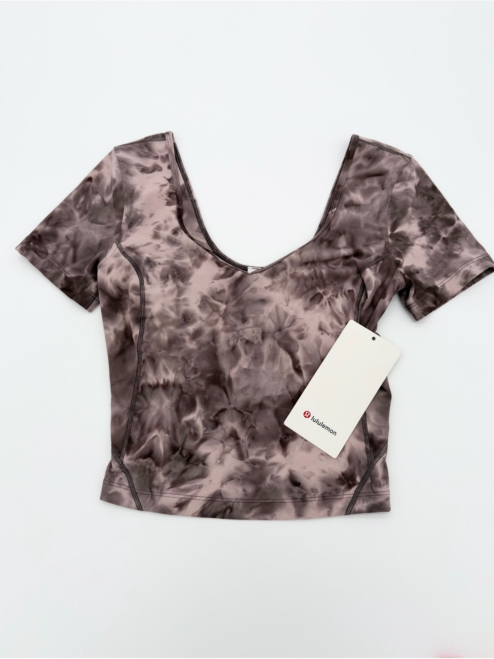 NWT Lululemon Align Tee | Mauve and Charcoal Tie-Dye Short Sleeve Scoop Neck Top